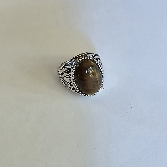 MEN S CLASSIC STYLE TIGER EYE NEW SIZE 11 STAINLESS STEEL SILVER RING - Picture 3 of 4
